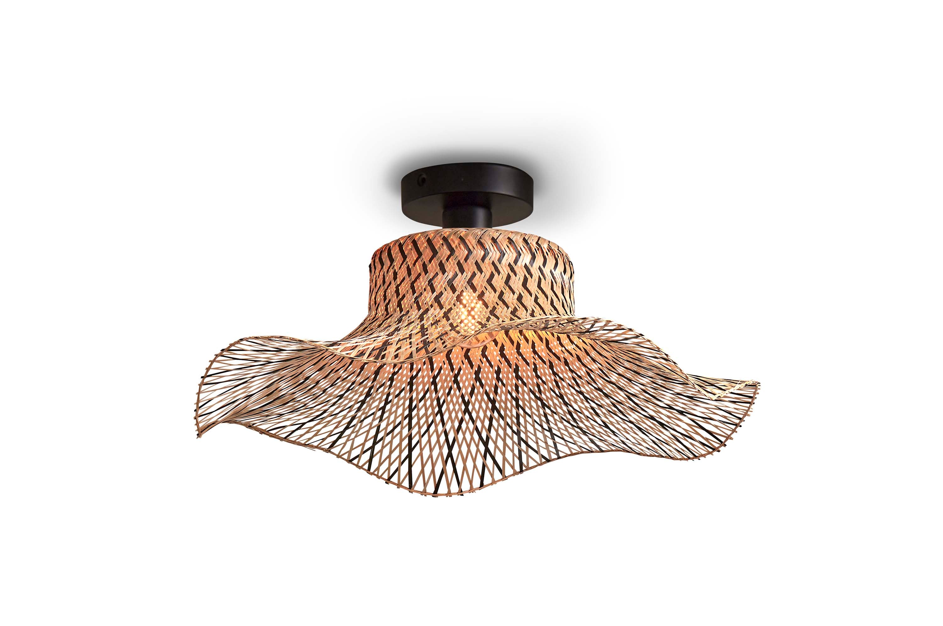 Good&Mojo Ceiling lamp Ibiza bamboo wavy dia. 50xh. 15cm black/natural. S